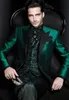 Excellent Shinny Green Groom Tuxedos Peak Lapel Groomsman Wedding Tuxedos Fashion Men Prom Jacket Blazer 3 Piece Suit(Jacket+Pants+Tie+Vest)