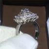 choucong Flower Style Lovers Engagement Wedding Band ring Diamond Cz White gold filled Rings For Women men Jewelry