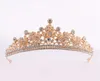 Concurso Quinceanera Coroas de casamento para mulheres Brincos de cristal de ouro com strass Contas Jóias de cabelo Nupcial Tiaras Tiaras Festa Gow290p