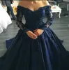 Illusion Long Sleeve Prom Quinceanera Dress Off The Shoulder Embroidered Beaded Sequin Lace-up Formal Party Dress Sweet 16 Dress Long