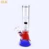 Percolator glass smoking bongs hookah silicone bottom water pipe straight oil rigs bubbler 10 inch glass beaker bong include glass down stem 14 mm bowl