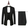 3 PC Zestaw Luksusowe Męskie Garnitury Zestaw Czarny Formalny Blazer Spodnie Kamizelka Małżeństwo Tuxedo Mężczyzna Business Suit Set Terno Wedding Men Slim Slim