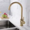 Brass Single Handle Kitchen Mixer Tap 360 Degree Swivel Spout Black or Brushed Gold Deck Mounted Basin Sink Faucet,13-021