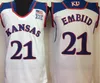 Kansas Jayhawks Wilt Chamberlain Jersey 13 män College Joel Emiid 21 Paul Pierce 34 Andrew Wiggins 22 Josh Jackson 11 University Blue White