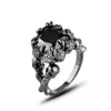 [DDisplay]Luxury Classy Skeleton Micro-zircon Ring Ghost Head Sliver Hand Ornaments Black Gem Fashion Zircon Rings