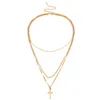 Multilayer Juses Cross Pendant Necklace Gold Chain Chokers Halsband Woomen Fashion Jewelry Will and Sandy