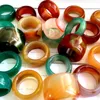 10pcs Natural A Jade Jadeite Ring Agate Exquisite Thumb Ring US Size 8-14 Mix Wholesale Mens Vintage luxury Elegant Rings Unique Jewelry