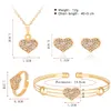 Luxury crystal Heart Jewelry Set For Women wedding Gold Love shape Pendant Necklace Stud Earrings Rings Cuff Bangle Bracelet Fashion Jewelry