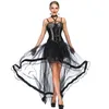 Noir Et Léopard Steampunk Corset Robe Vintage Gothique Vêtements Robes Showgirl Burlesque Costume Femmes Sexy Corselet Corpet