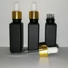 30ml Black Frosted Glass Reagent Pipette Dropper Bottles Square Essential Oil Perfume Bottle Smoke oils e liquid Bottle With Gold 5146807