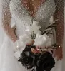 2022 Pełna Pearl Zroszony Suknie Ślubne Syrenki z odłączanym pociągiem Vintage Długie Rękawy Saudyjska Arabska Plus Size Bridal Gown Vestidos de Noiva