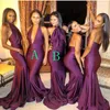 New Arrival 2020 Elegant Mermaid Bridesmaid Dresses Halter Neck Elastic Satin Long Evening Guest Prom Party Gowns