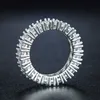 Regalo de Halloween entero y al por menor plateado moda simple transparente medio círculo cuadrado anillo de diamante para mujeres de moda Siz239A