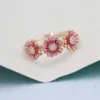 2020 Nowy wiosna 100% 925 Sterling Srebrny Pandora Pandora Rose Gold Pink Daisy Flower Emali Pierścień dla kobiet biżuteria 227B