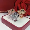 Bague léopard marque classique mode fête bijoux pour femmes or rose noir motif panthère mariage luxueux plein forage anneaux pour hommes