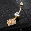 Crystal Dnacing Belly Ring for Girls 18K Yellow Gold Plated CZ Body Piercing Navel for Grils Women P0176