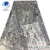 BEAUTIFICAL Lace nigerian french sequins net lace fabrics high quality 5 yards sequin sewing for dress ML1N221311069838