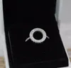 Sparkling Halo Ring Kvinnor Bröllop Gift Ring Ställer Original Box för Pandora 925 Sterling Silver CZ Diamond Rings