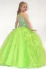 Vestido de baile verde de limão Bateau Sheer Crystals Girl's Girl Dresses Ruffles A Line Flower Girl Dresses Formal Party Dales