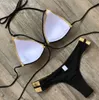 NUEVAS mujeres BIKINI dos piezas Metal Color Patchwork Estampado con cremallera Traje de baño Verano playa traje de baño para mujer bikini dama traje de baño envío gratis