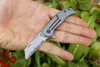 High Quality Mini Small Keychain Flipper Folding Knife VG10 Damascus Steel Blade TC4 Titanium Alloy Handle Ball Bearing Knives