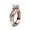 Rose Gold Diamond Topaz Ring Embossment Flower bagues de fiançailles de mariage pour les femmes volonté et bijoux de mode de sable