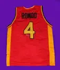 Camisa de basquete retrô Rajon Rondo #4 Oak Hill High School masculina com número personalizado costurado e nome
