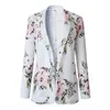 E-Baihui Femmes Fleur Imprimé Longue Manches Blazer Manteau Casual Style Slim Fashion Bureau Blanc Dames Vêtements En automne Femelle Blazer L097