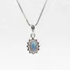 Pendentif saphir bleu foncé pour femme 4 mm * 6 mm collier saphir bleu nuit pendentif 925 bijoux de mariage saphir argent