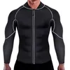 2019 homens neoprene sauna mangas compridas fitness thermo shapewear alto treinamento de compressão tops jaqueta de suor quente