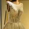 Vestido de Noiva Sexy Illusionビーズのウェディングドレスゴージャスなレースのアップリケの花嫁のドレスA線の背中のバックレスウェディングドウンレアル写真