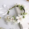 Neue große Mädchen Blume Perle Krone Girlande Stereo Simulation Blumen Rattan Weben Brautschmuck Kinder Prinzessin Zubehör C6245