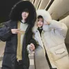 Parkas Men Medium-long Style Winter Coats Fur Hooded Couples Chic Pockets Solid Plus Size 3XL Loose Warm Thickening Ulzzang New