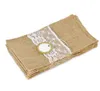 Jute Bestek Houder Vintage Shabby Chic Jute Kant Servies Pouch Packaging Fork Mes Pocket Party Decoration Free DHL