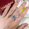 Vero e proprio solido 100% 925 anelli in argento sterling per le donne di lusso 3 carati SONA anello di fidanzamento con diamanti gioielli da sposa taglia 5-10