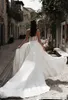 Elegant 2020 Jumpsuits Bröllopsklänningar med avtagbart tåg Land Bohemian Bröllopsklänningar Modest Hippie African Dubai Bridal Dress Cheap