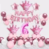 1 Set Blue Pink Crown Birthday Balloons Helium Number Foil Balloon för Baby Boy Girl 1st Birthday Party Decorations Kids Dusch T25697012