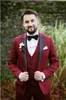 Cool Tre Piece Groomsmen Peak Black Lapel One Button Groom Tuxedos Män Passar Bröllop / Prom / Middag Bästa Man Blazer (Jacka + Byxor + Tie + Vest)