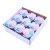 9pcs per box luminous pink soap rose flower head valentine's gift soap fake rose wreath flower head decorative flower head gift box