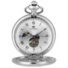 Antique Classic Watches Black/Silver/Gold Hollow Out Case Unisex Skeleton Hand-wind Mechanical Pocket Watch Pendant Chain Reloj de bolsillo