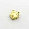 Fashion Lady Brass Single Motifs Engrave Grain Golden Four Leaf Flowers Engagement 18K Plated Gold Stud Earrings 2 Color 6655800