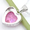Europe popular Jewelry Woman Heart Pink Kunzite Gemstone 925 Sterling Silver Necklaces Pendant bride Jewelry 12mm
