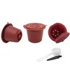 3 Stks/set Herbruikbare Koffie Capsule Koffie Filter 20 Ml Voor Nespresso Met Plastic Lepel Borstel Keuken Gereedschap Accessoires