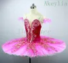 Flickor Dark Pink Ballerina Sugar Plum Fairy Professional Pancake Ballet Stage Costumes Rose Red Flower Fair Ballet Tutu For Women 2797