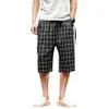 Plaid Pantaloncini da uomo vintage da uomo Plus Size Long Street Mens Fashion Shorts Checkered Casual Bermuda Masculina Hip Hop Short Man