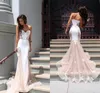 Sweetheart Lace Aplikacje Mermaid Prom Dresses Zipper Powrót Satyn Kobiety Party Suknie Sweep Pociąg Tulle Custom Made Suknie wieczorowe