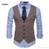 Mannen Plus Size Farm Bruiloft Bruin Wol Haringbone Tweed Vesten Custom Made Groom's Pak Vest Slim Fit Tailor Made Wedding Vest