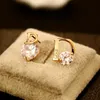 New fashion zircon ladies asymmetric Stud earrings 18K gold plated brand earrings jewelry high quality luxury temperament female