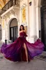 Oksana Mukha 2019 Avondjurken Sexy Strapless High Side Split met Sjordes Tassel A-lijn Satijn Prom Jurk Vloerlengte Formele Partyjurken