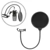 Abrazadera de 6 pulgadas en el micrófono, filtro Pop, protección contra aerosol de grabación bicapa, pantalla de malla doble, estudio de parabrisas